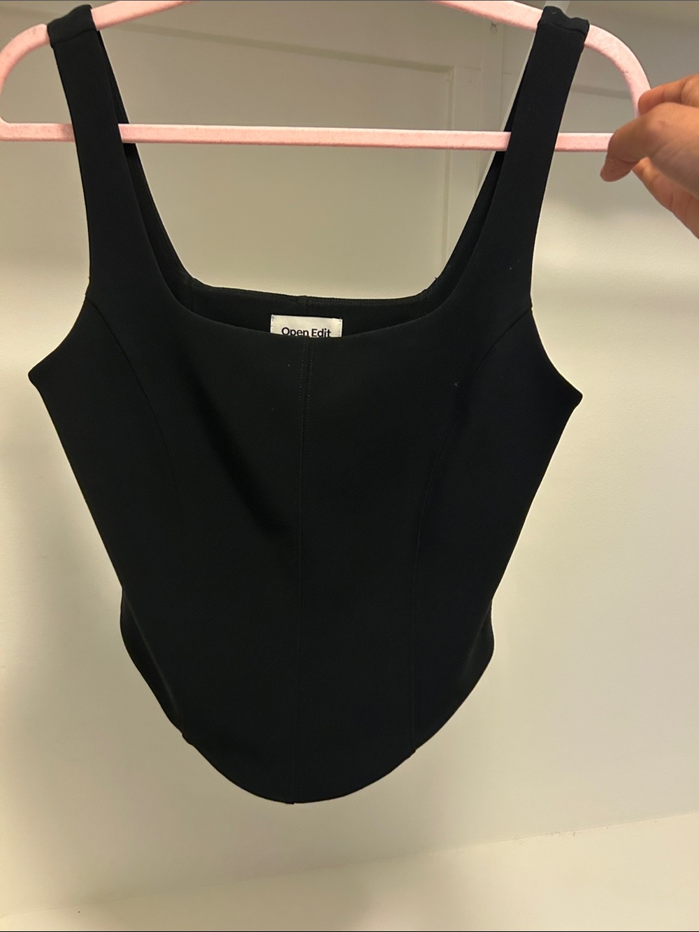 Open Edit Black Square Neck Tank Top